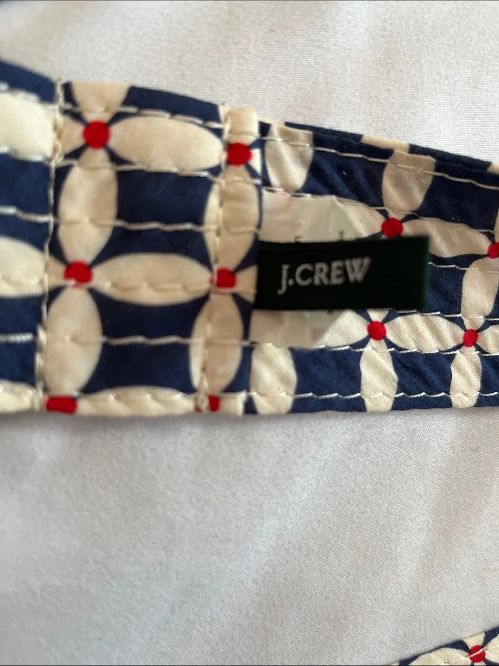 J Crew Y2K flower print belt cotton blue white  double D brass buckle S/M 2008